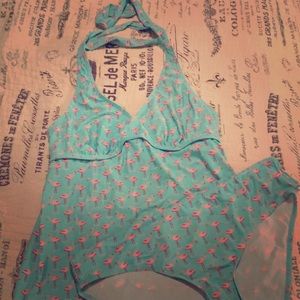 Flamingo maternity swim suit